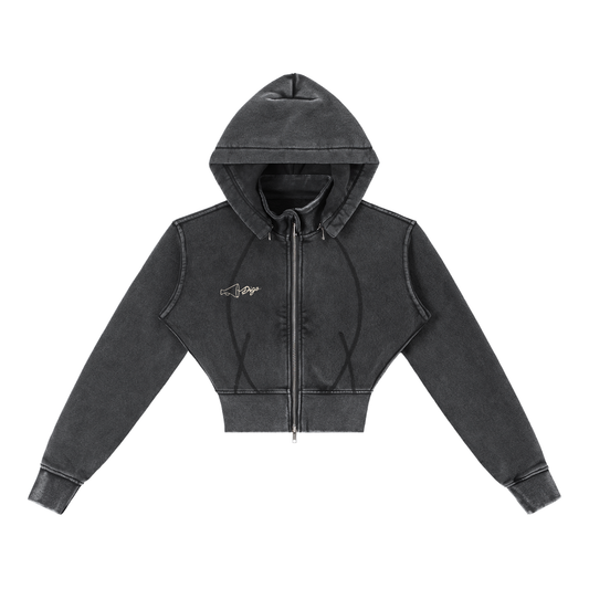 Vintage Washed Cropped Fleece Hoodie